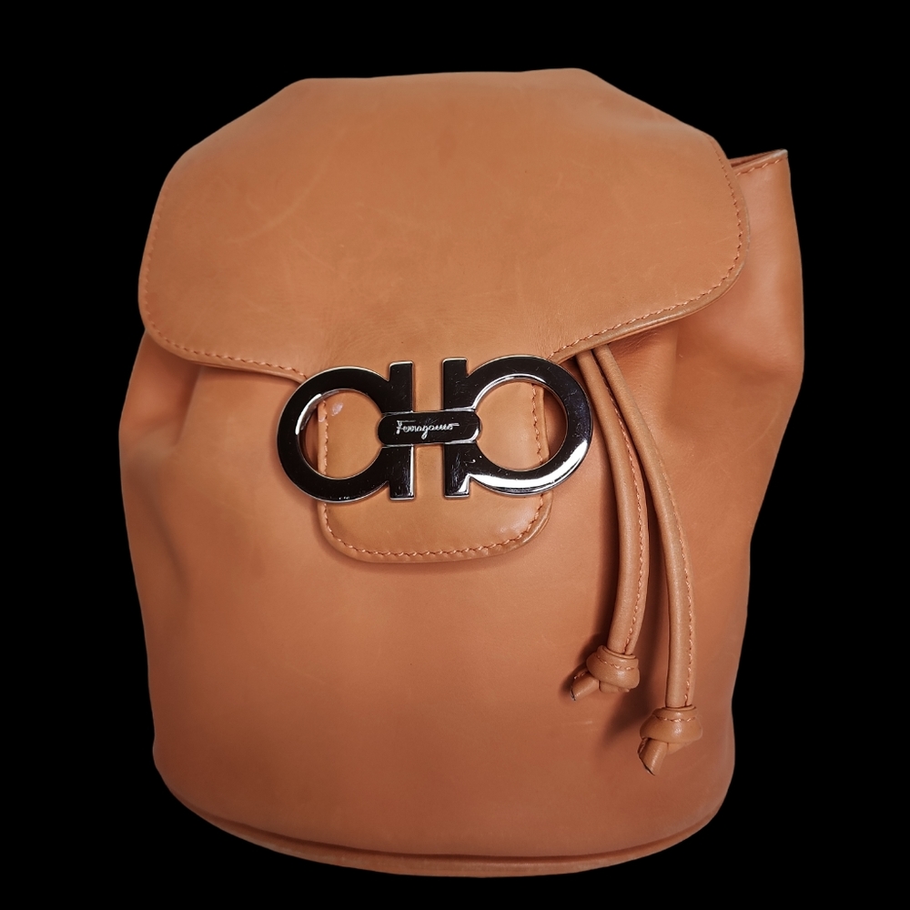 Ferragamo Gancini orange  mini backpack purse